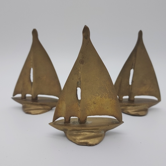 Other - Set of Three Brass Sailboat Figurines